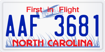 NC license plate AAF3681
