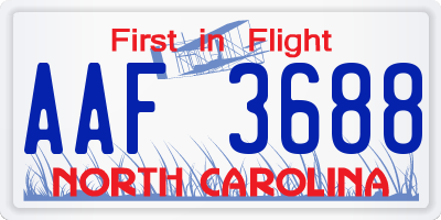 NC license plate AAF3688