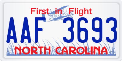 NC license plate AAF3693