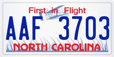 NC license plate AAF3703