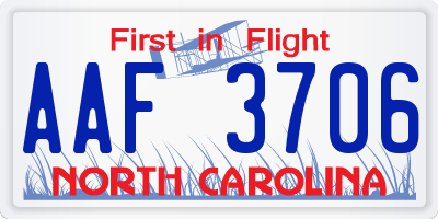 NC license plate AAF3706