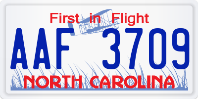 NC license plate AAF3709