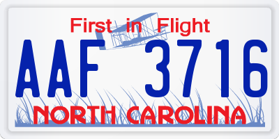 NC license plate AAF3716