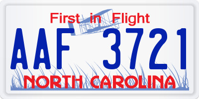 NC license plate AAF3721