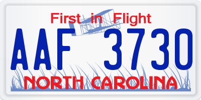 NC license plate AAF3730