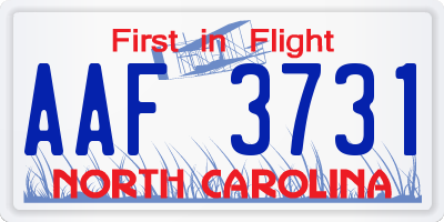 NC license plate AAF3731