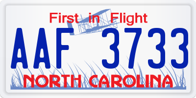 NC license plate AAF3733