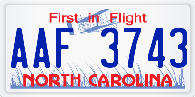 NC license plate AAF3743