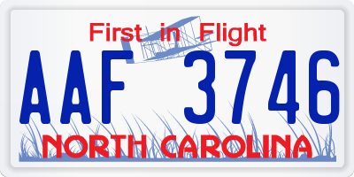 NC license plate AAF3746
