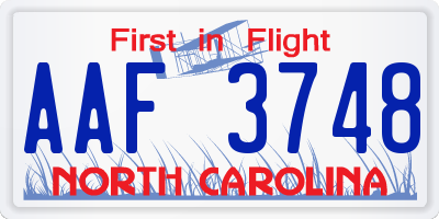 NC license plate AAF3748