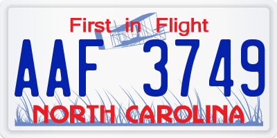 NC license plate AAF3749