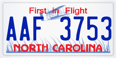 NC license plate AAF3753