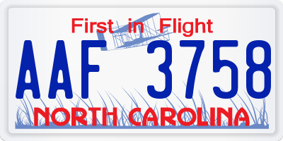 NC license plate AAF3758