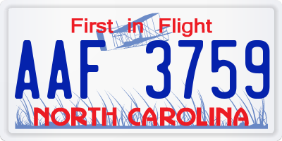 NC license plate AAF3759
