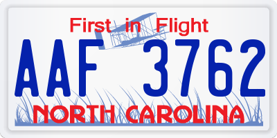 NC license plate AAF3762