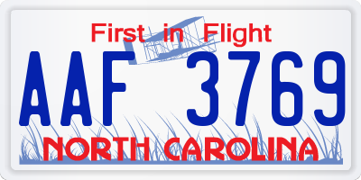 NC license plate AAF3769