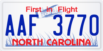 NC license plate AAF3770