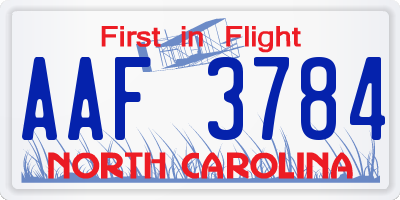 NC license plate AAF3784