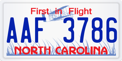 NC license plate AAF3786