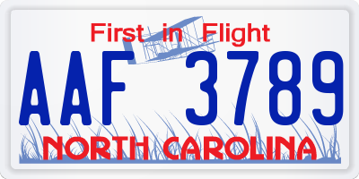NC license plate AAF3789