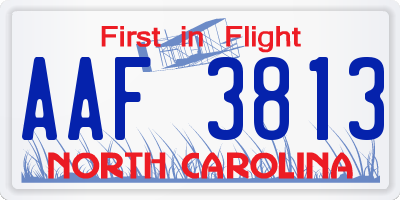 NC license plate AAF3813