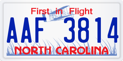 NC license plate AAF3814