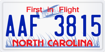 NC license plate AAF3815