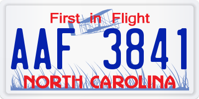 NC license plate AAF3841