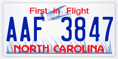 NC license plate AAF3847