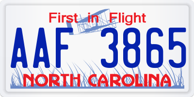 NC license plate AAF3865