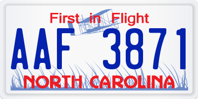 NC license plate AAF3871