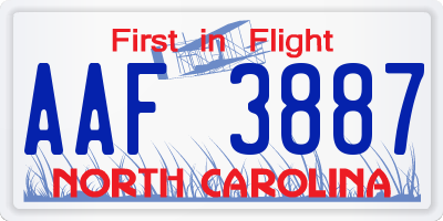 NC license plate AAF3887