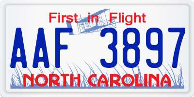 NC license plate AAF3897