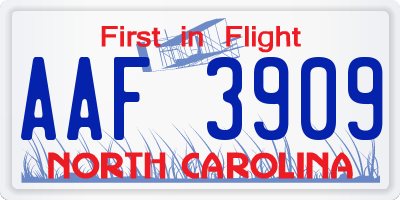 NC license plate AAF3909