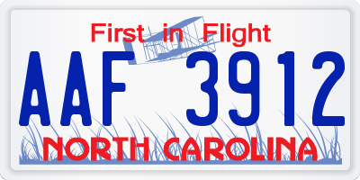 NC license plate AAF3912