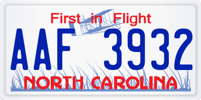 NC license plate AAF3932