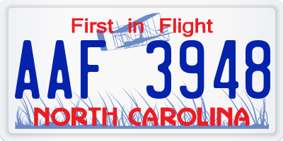 NC license plate AAF3948