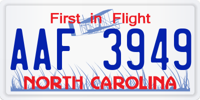 NC license plate AAF3949