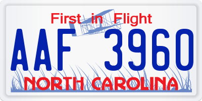 NC license plate AAF3960