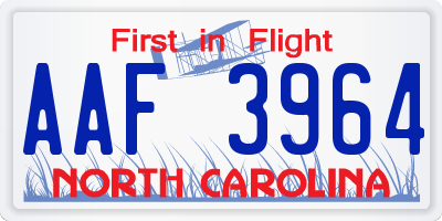 NC license plate AAF3964