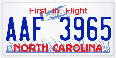 NC license plate AAF3965