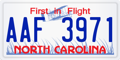NC license plate AAF3971