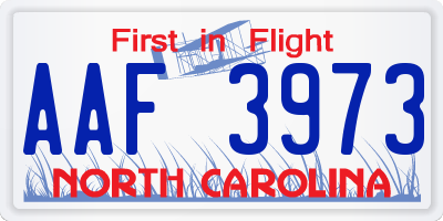 NC license plate AAF3973