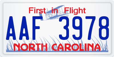 NC license plate AAF3978