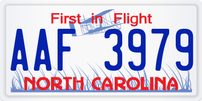 NC license plate AAF3979