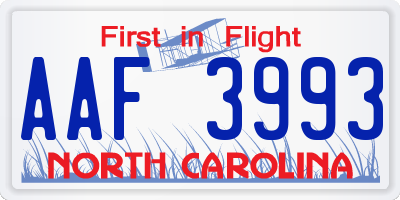NC license plate AAF3993