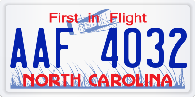 NC license plate AAF4032