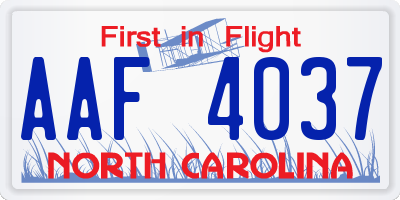 NC license plate AAF4037