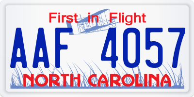NC license plate AAF4057