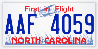 NC license plate AAF4059